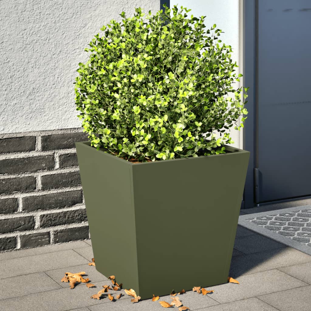 plantekrukker 2 stk. 40x40x40 cm stål olivengrøn