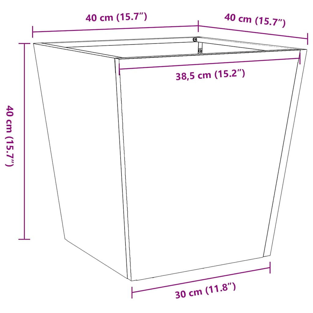 plantekrukke 40x40x40 cm galvaniseret stål