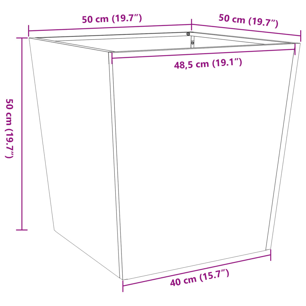 plantekrukke 50x50x50 cm stål sort