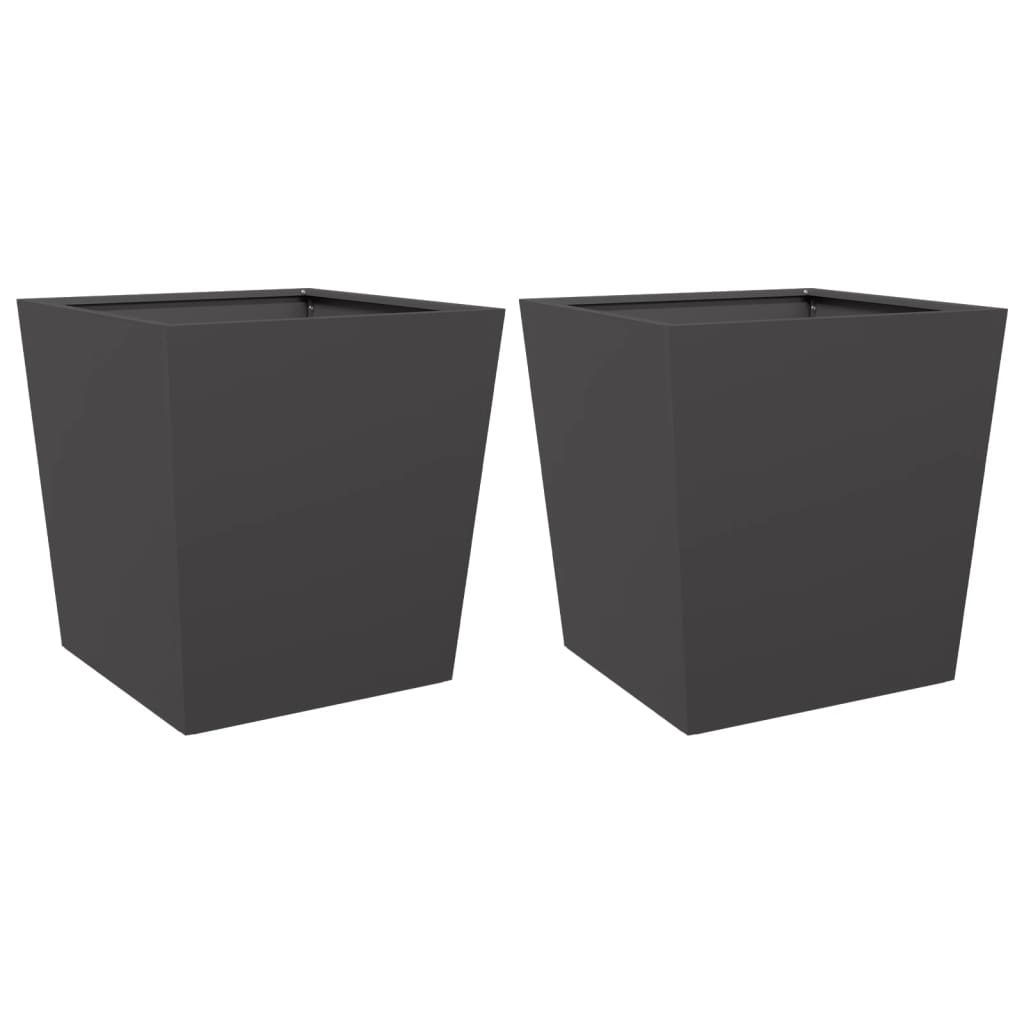 plantekrukker 2 stk. 50x50x50 cm stål sort