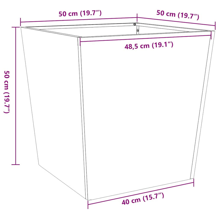 plantekrukke 50x50x50 cm galvaniseret stål