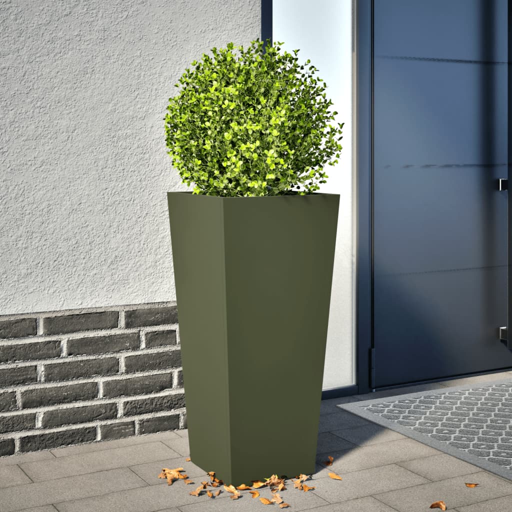 plantekrukker 2 stk. 35x35x75 cm stål olivengrøn
