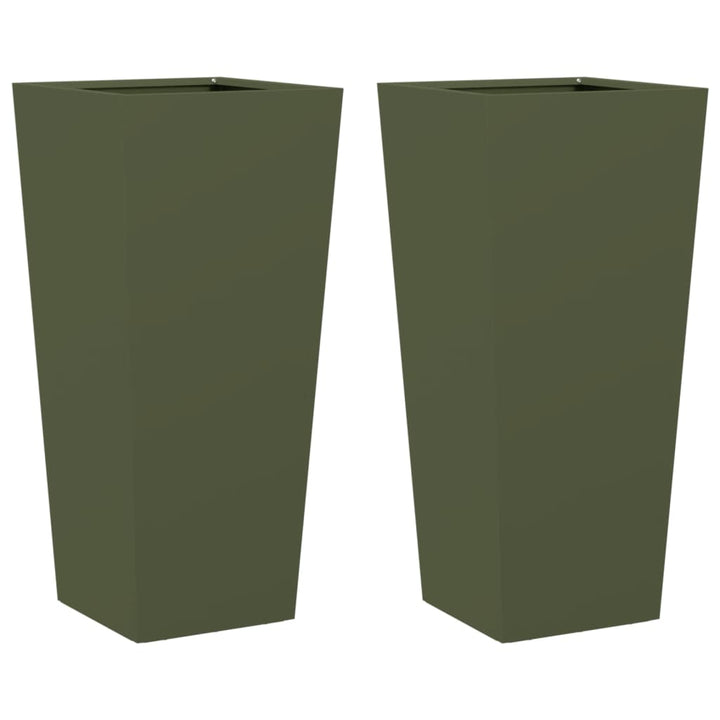 plantekrukker 2 stk. 35x35x75 cm stål olivengrøn