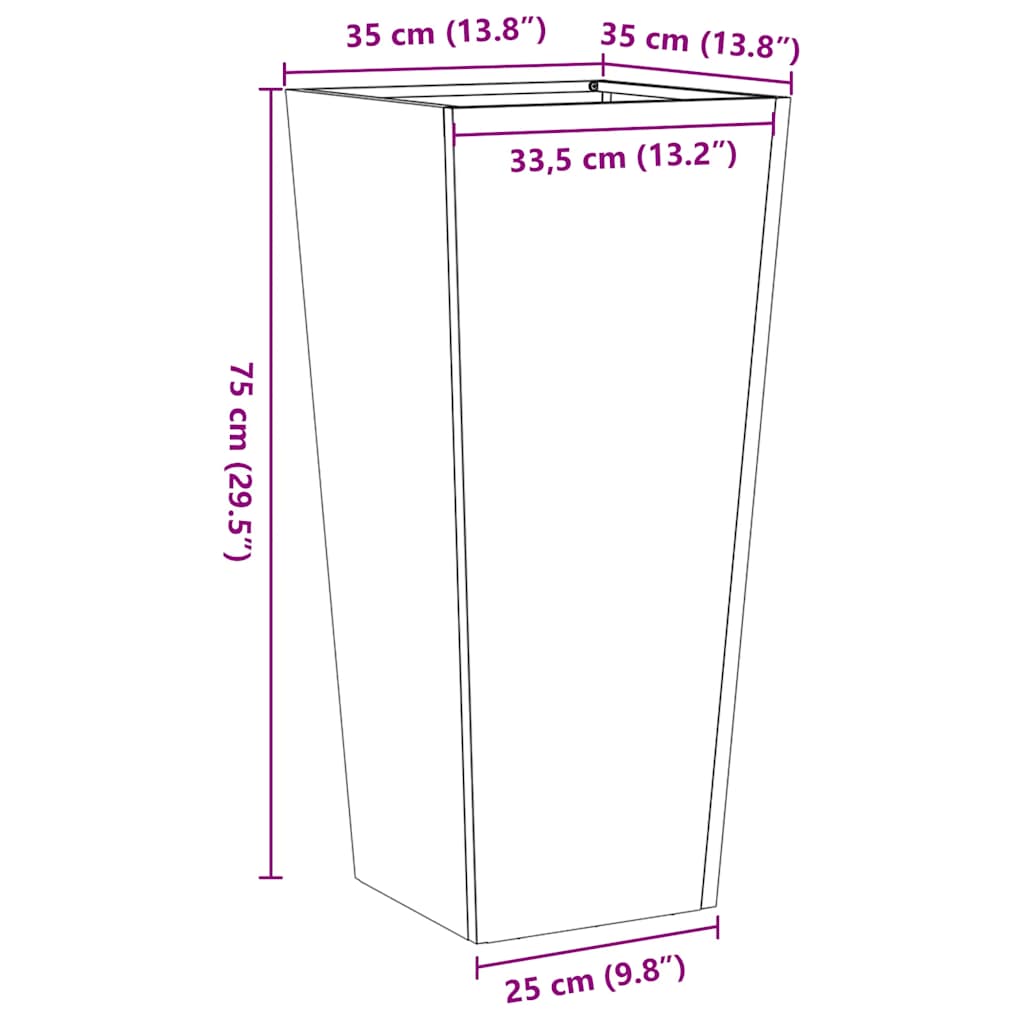 plantekrukke 35x35x75 cm galvaniseret stål