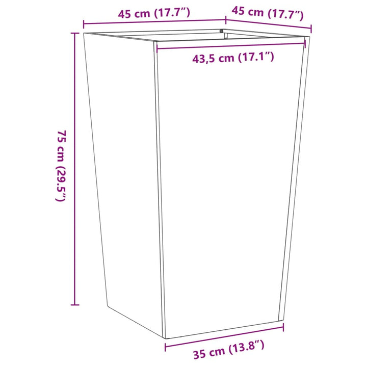 plantekrukke 45x45x75 cm stål sort