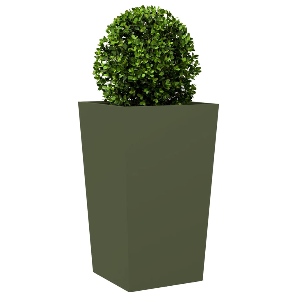 plantekrukker 2 stk. 45x45x75 cm stål olivengrøn