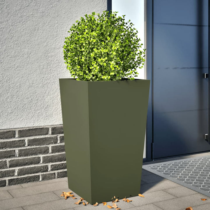 plantekrukker 2 stk. 45x45x75 cm stål olivengrøn