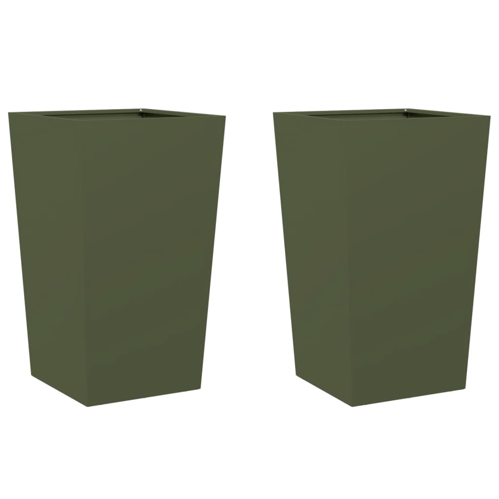 plantekrukker 2 stk. 45x45x75 cm stål olivengrøn