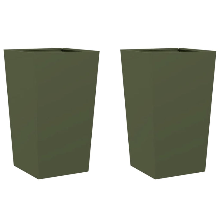 plantekrukker 2 stk. 45x45x75 cm stål olivengrøn