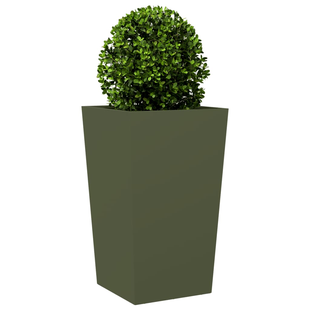 plantekrukker 2 stk. 45x45x75 cm stål olivengrøn