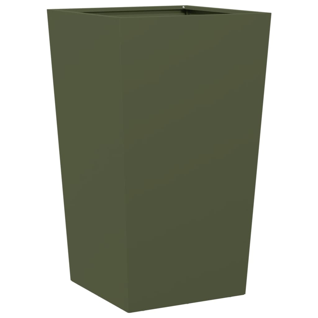 plantekrukker 2 stk. 45x45x75 cm stål olivengrøn