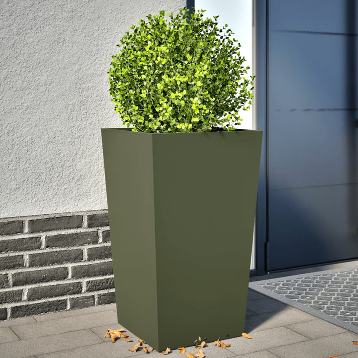 plantekrukker 2 stk. 45x45x75 cm stål olivengrøn
