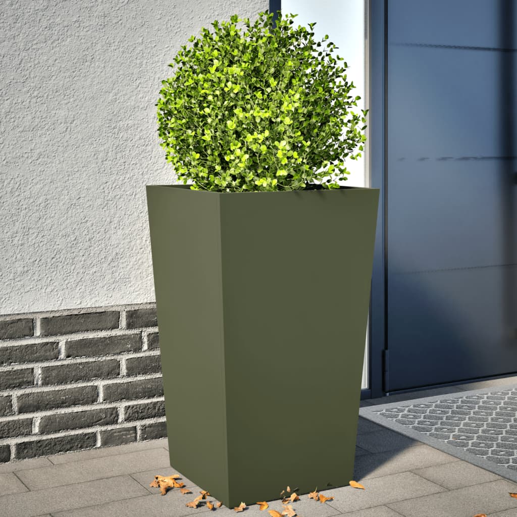 plantekrukker 2 stk. 45x45x75 cm stål olivengrøn