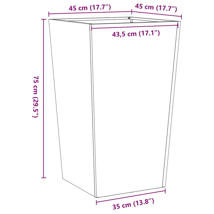 plantekrukke 45x45x75 cm galvaniseret stål