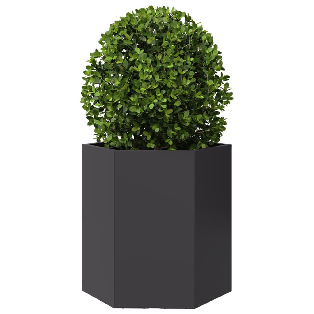 plantekasse 46x40x45 cm sekskantet stål sort