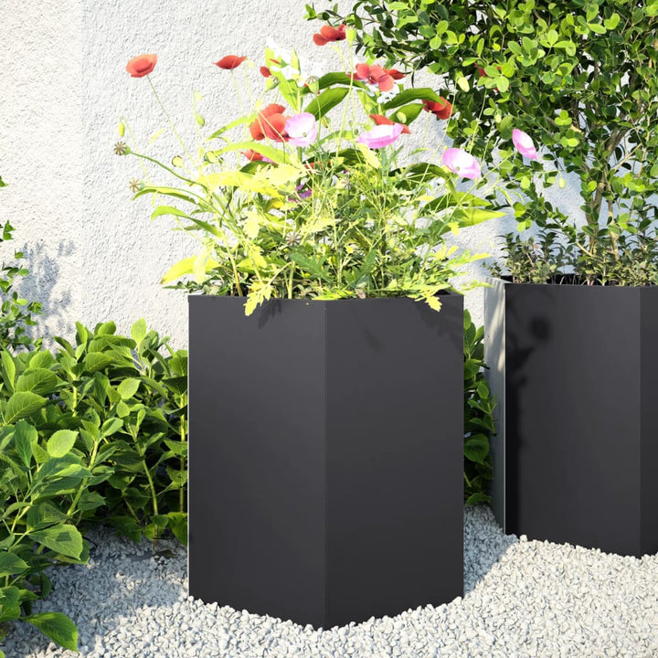plantekasse 46x40x45 cm sekskantet stål sort