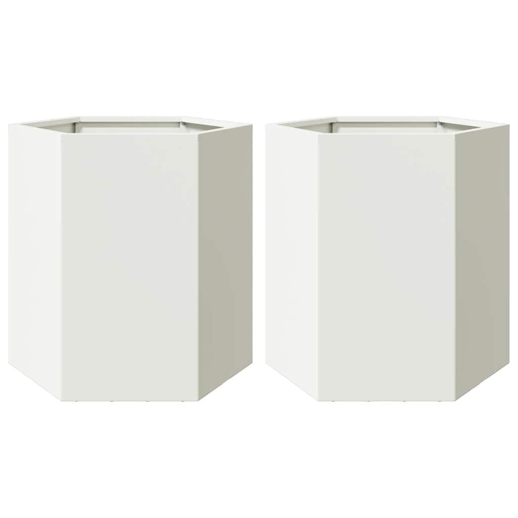 Havekrukker 2 stk. 46x40x45 cm sekskantet stål hvid