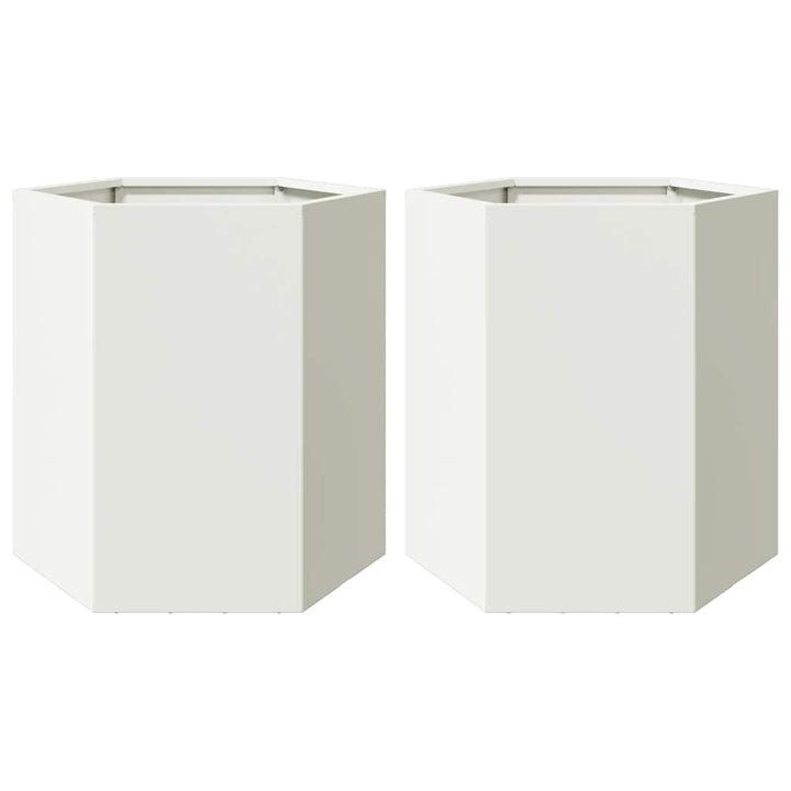 Havekrukker 2 stk. 46x40x45 cm sekskantet stål hvid