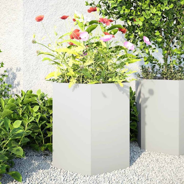 Havekrukker 2 stk. 46x40x45 cm sekskantet stål hvid