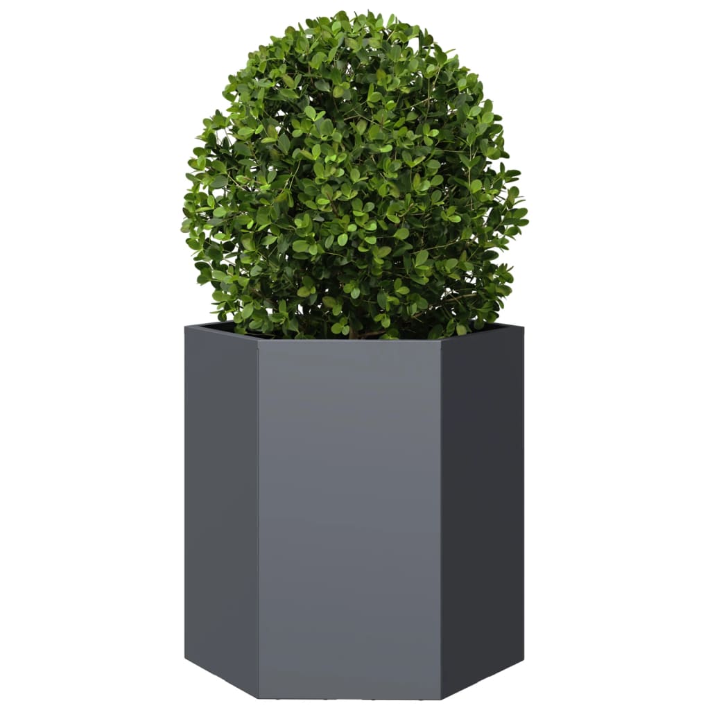 plantekasse 46x40x45 cm sekskantet stål antracitgrå
