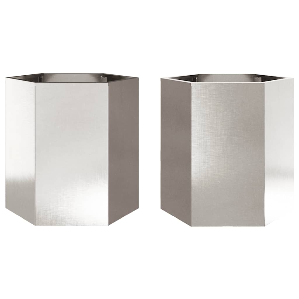Havekrukker 2 stk 46x40x45 cm sekskantet rustfrit stål sort