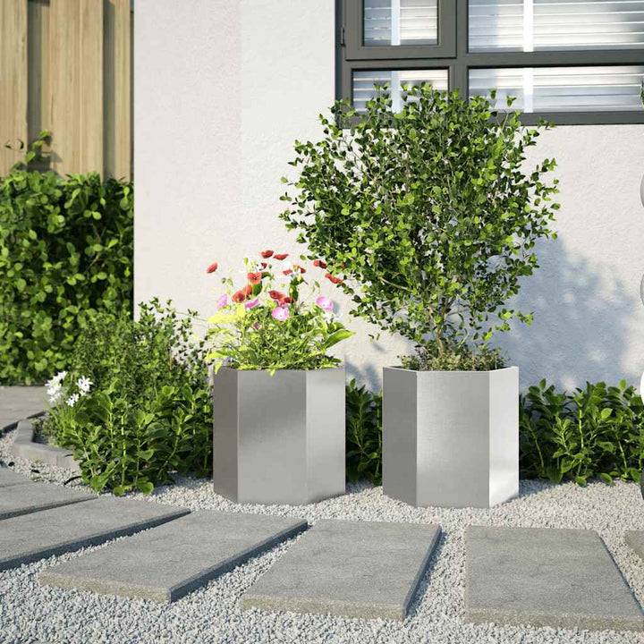 Havekrukker 2 stk 46x40x45 cm sekskantet rustfrit stål sort