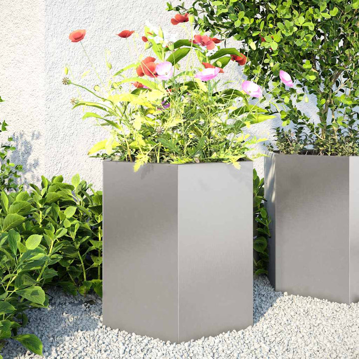 Havekrukker 2 stk 46x40x45 cm sekskantet rustfrit stål sort