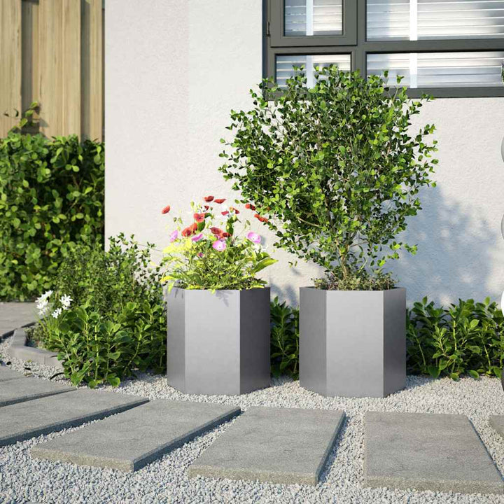 Havekrukker 2 stk 46x40x45cm sekskantet galvaniseret stål sort