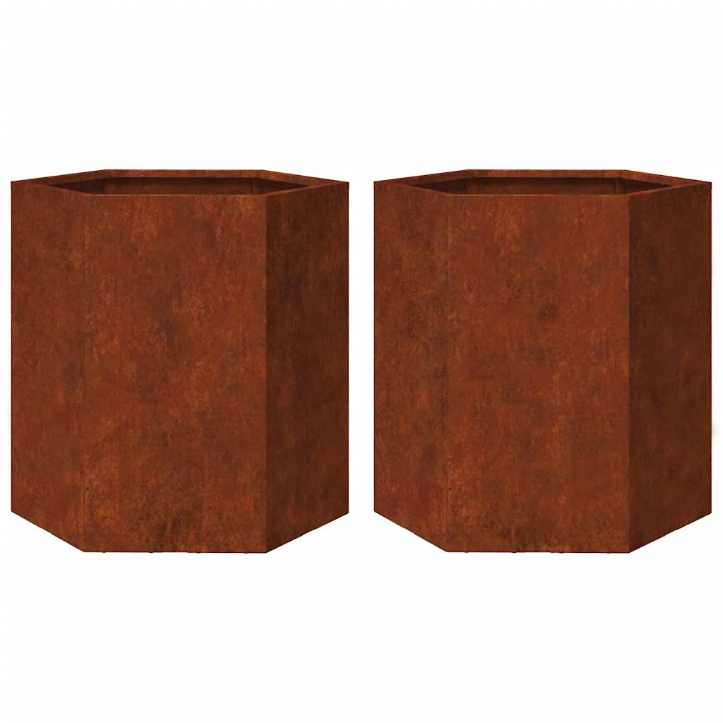Havekrukker 2 stk 46x40x45 cm sekskantet Forvitringsstål