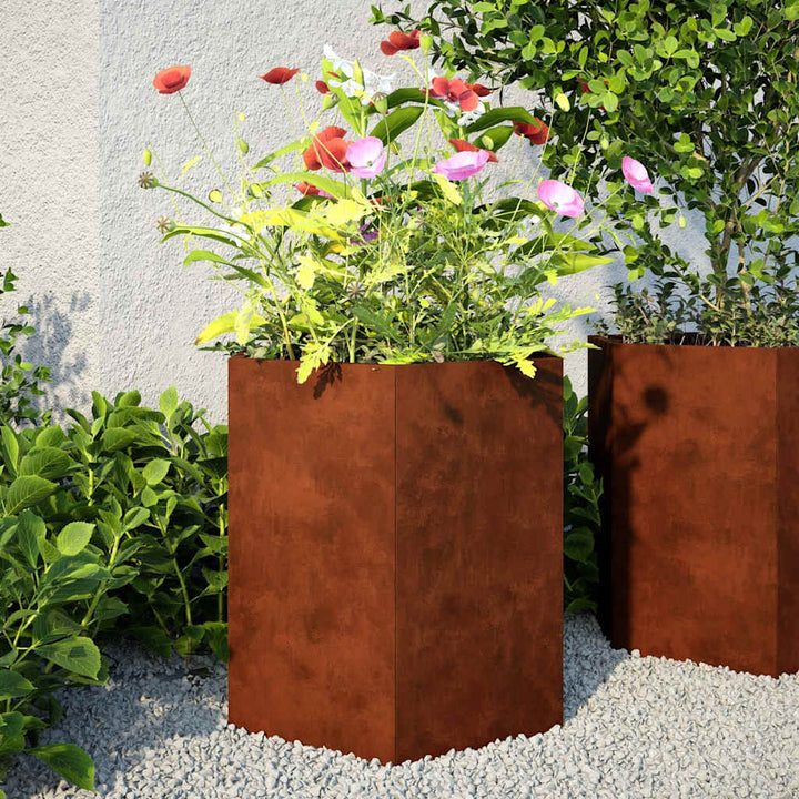 Havekrukker 2 stk 46x40x45 cm sekskantet Forvitringsstål