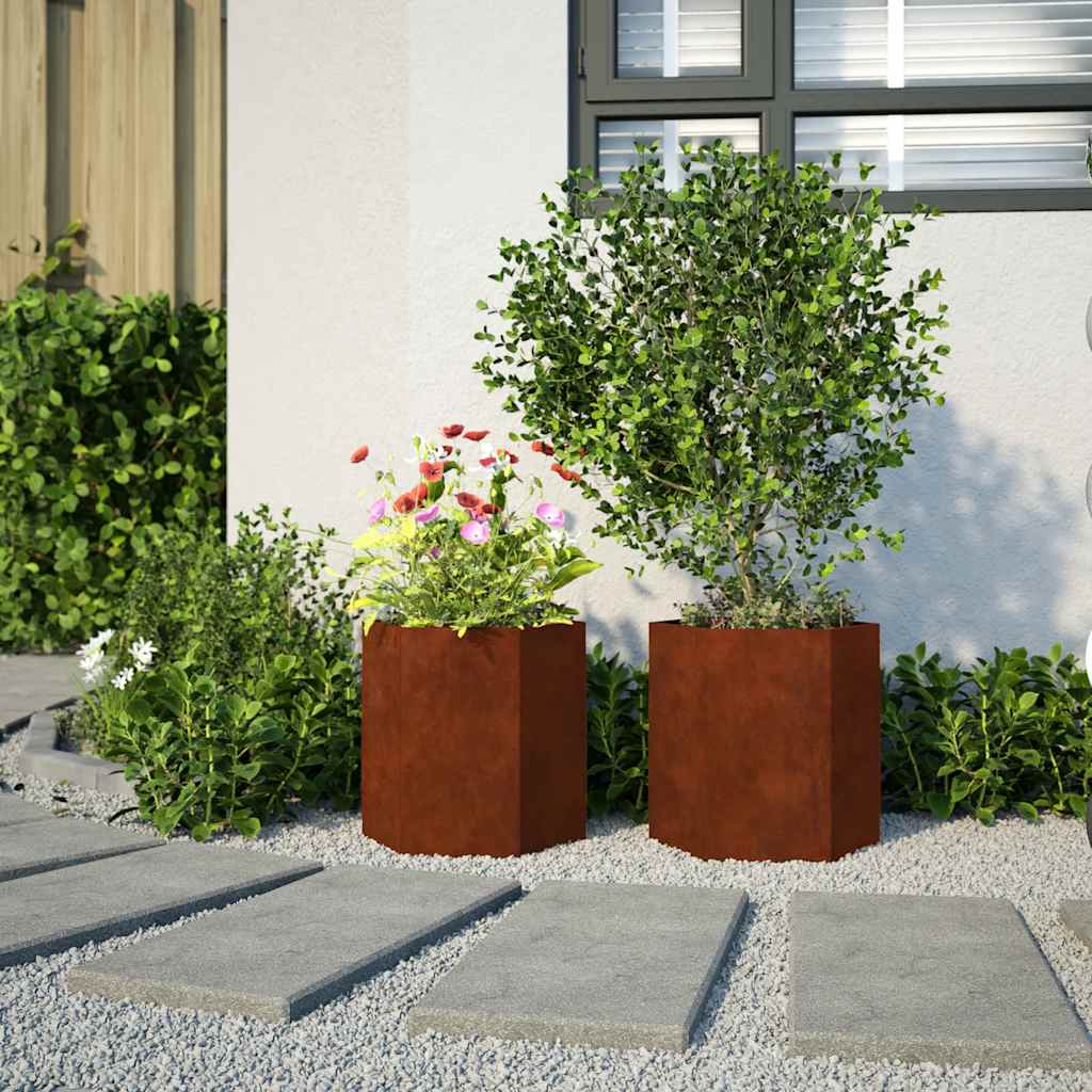 Havekrukker 2 stk 46x40x45 cm sekskantet Forvitringsstål