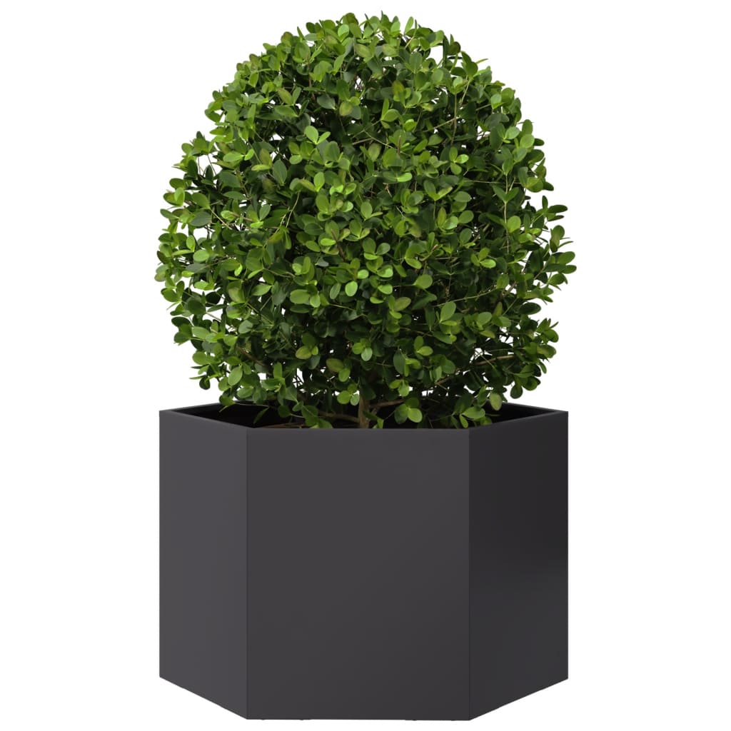 plantekasse 69x60x45 cm sekskantet stål sort
