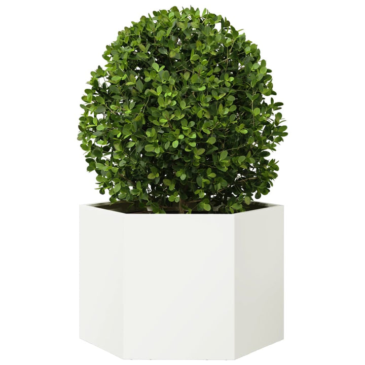 plantekasse 69x60x45 cm sekskantet stål hvid