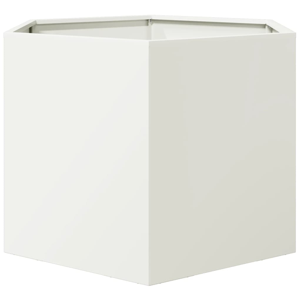 plantekasse 69x60x45 cm sekskantet stål hvid