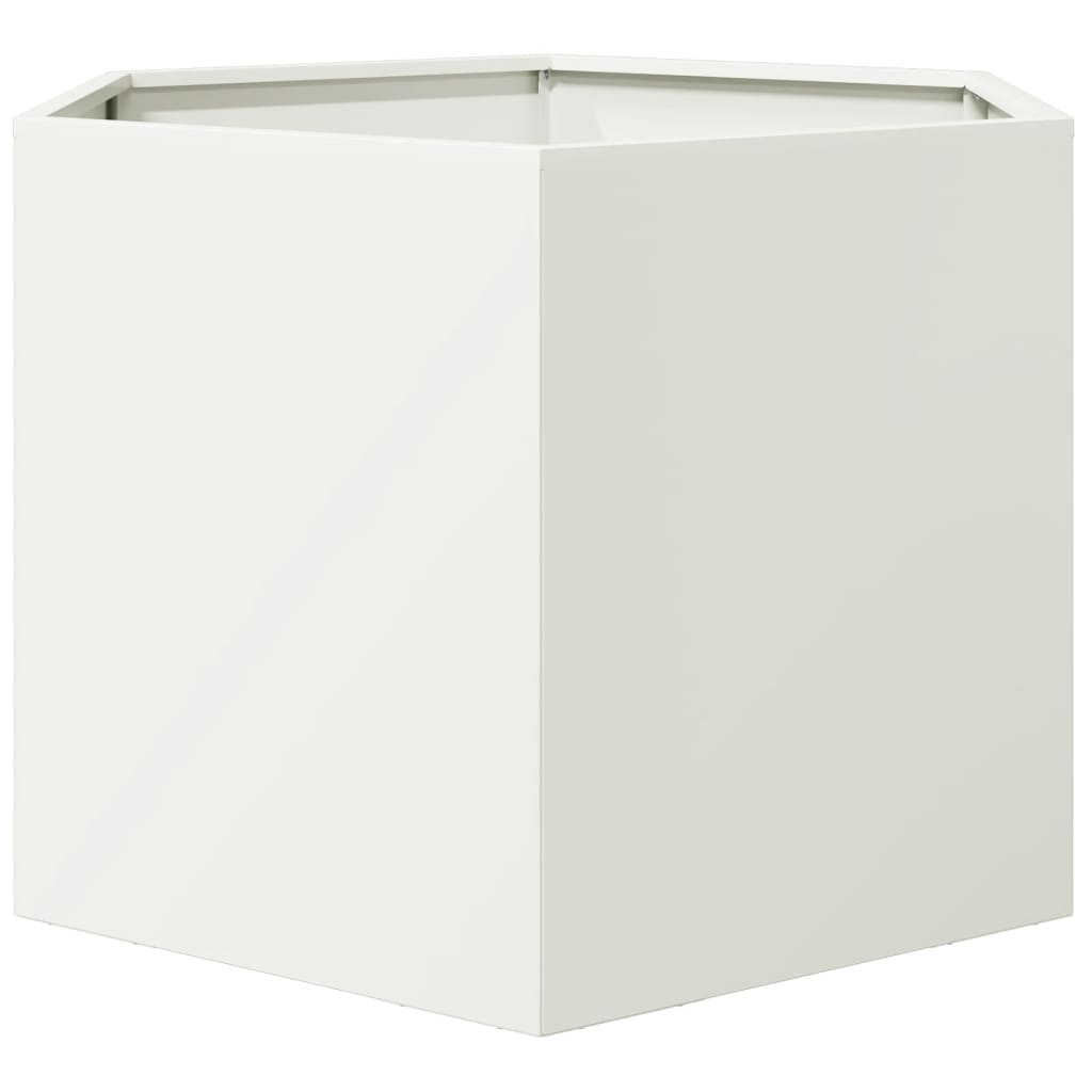 plantekasse 69x60x45 cm sekskantet stål hvid