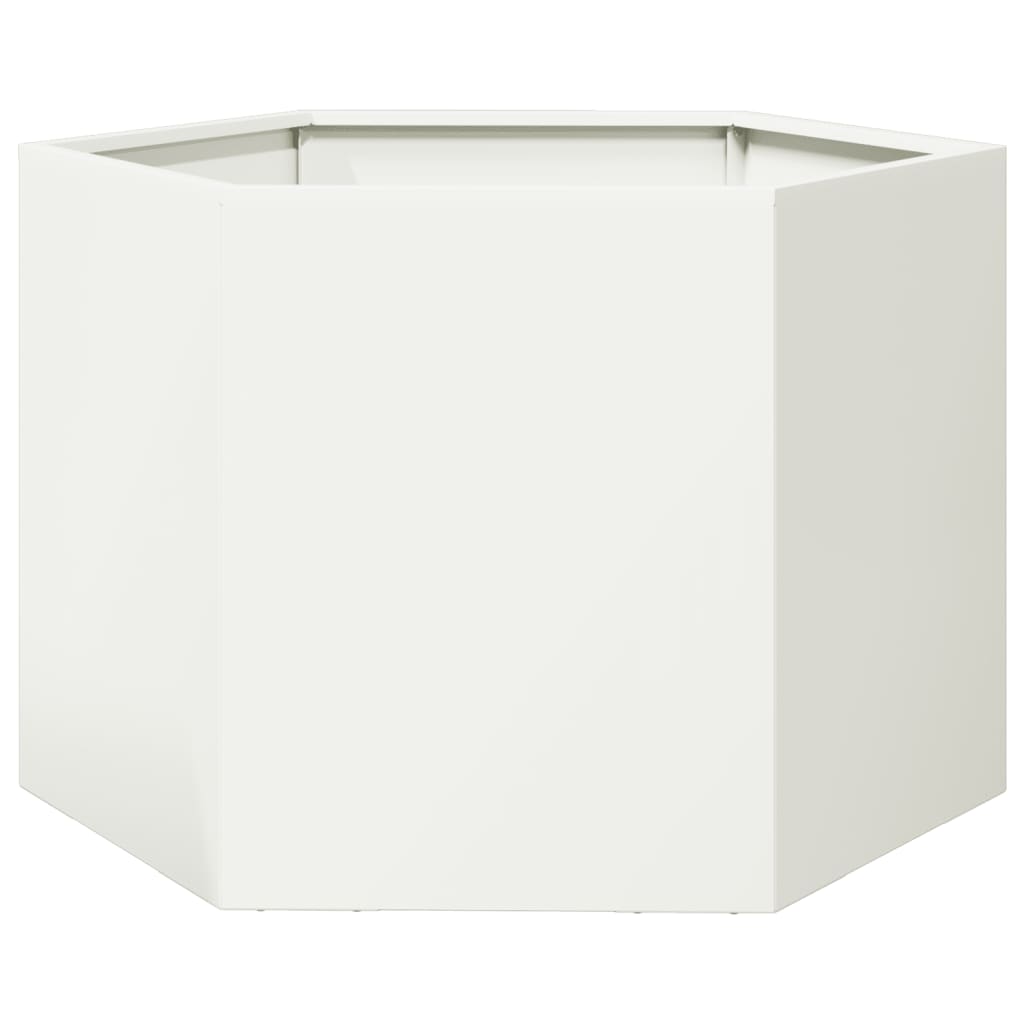 plantekasse 69x60x45 cm sekskantet stål hvid