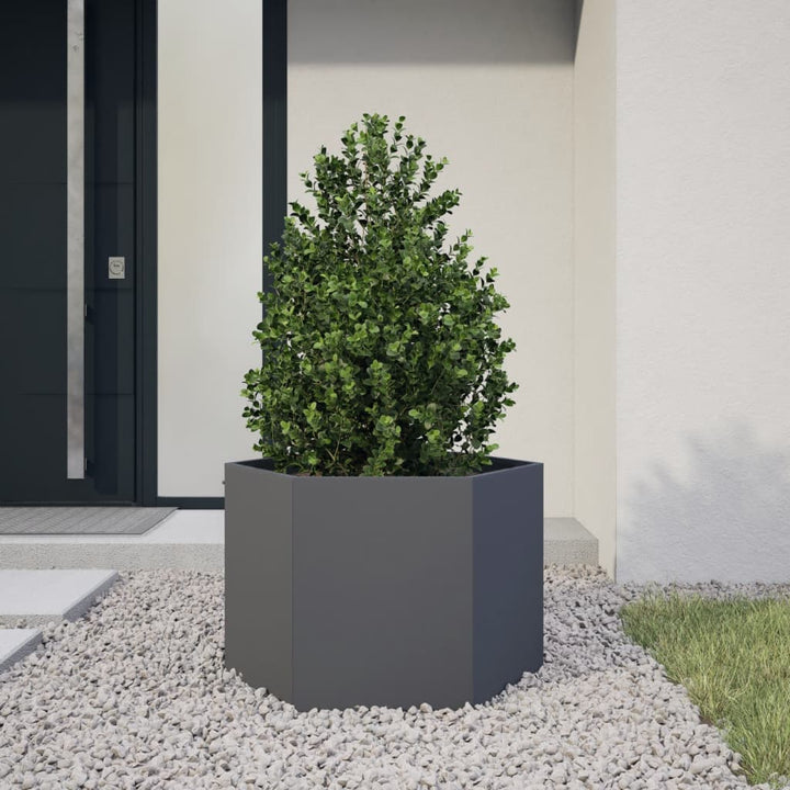plantekasse 69x60x45 cm sekskantet stål antracitgrå