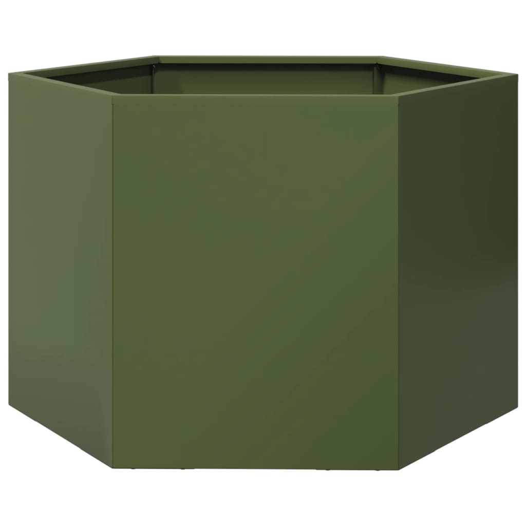 plantekasse 69x60x45 cm sekskantet stål olivengrøn