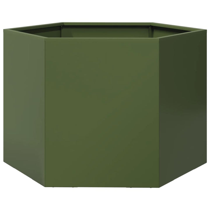 plantekasse 69x60x45 cm sekskantet stål olivengrøn
