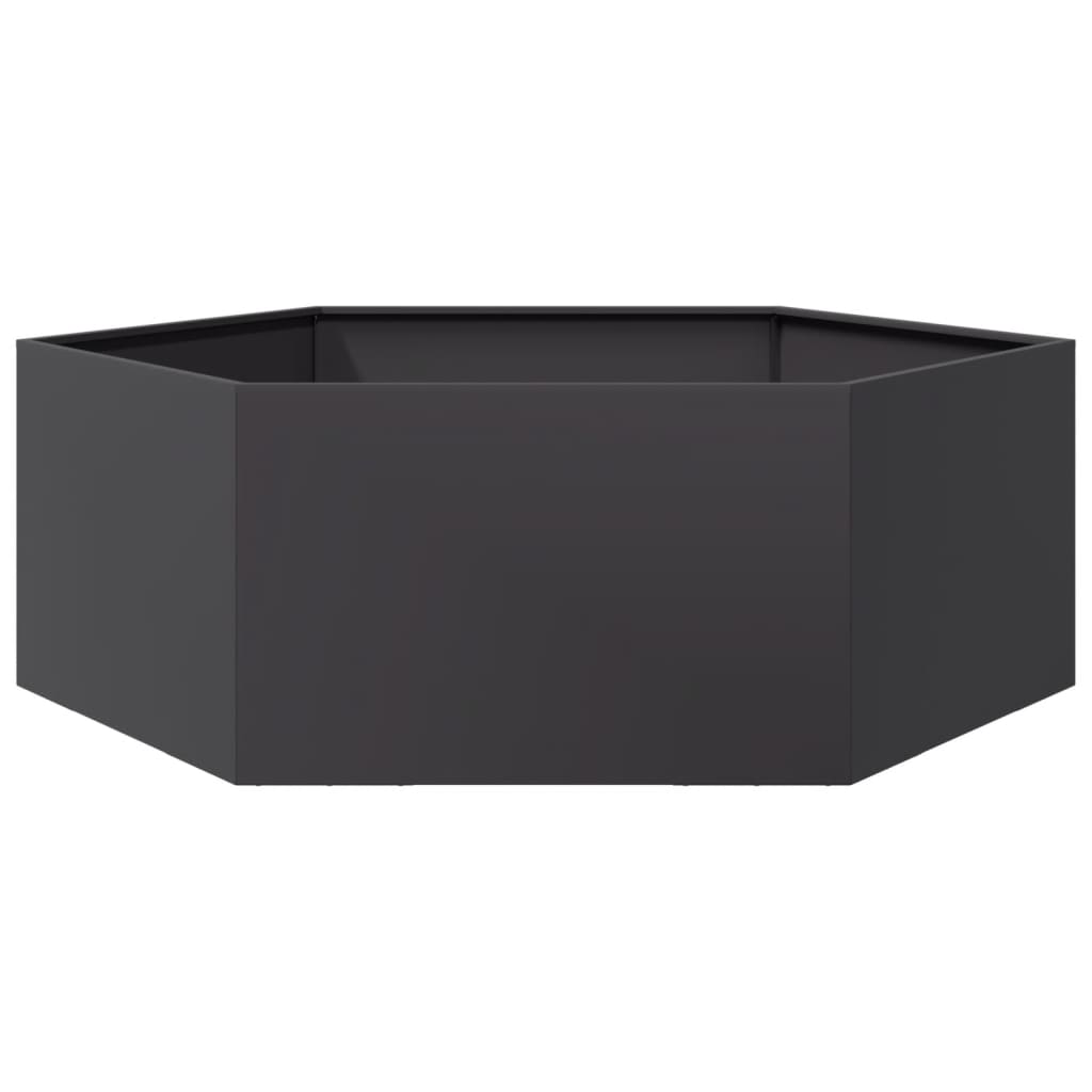 plantekasse 138x120x45 cm sekskantet stål sort