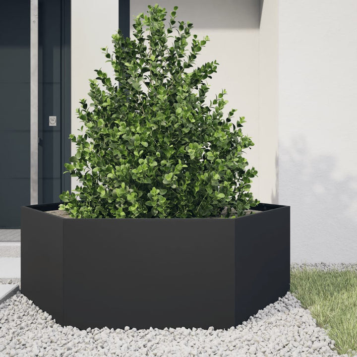 plantekasse 138x120x45 cm sekskantet stål sort