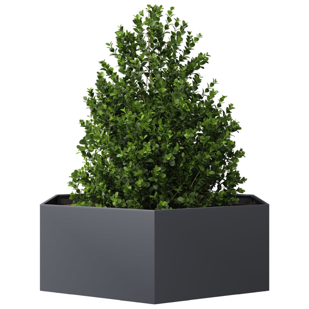 plantekasse 138x120x45 cm sekskantet stål antracitgrå