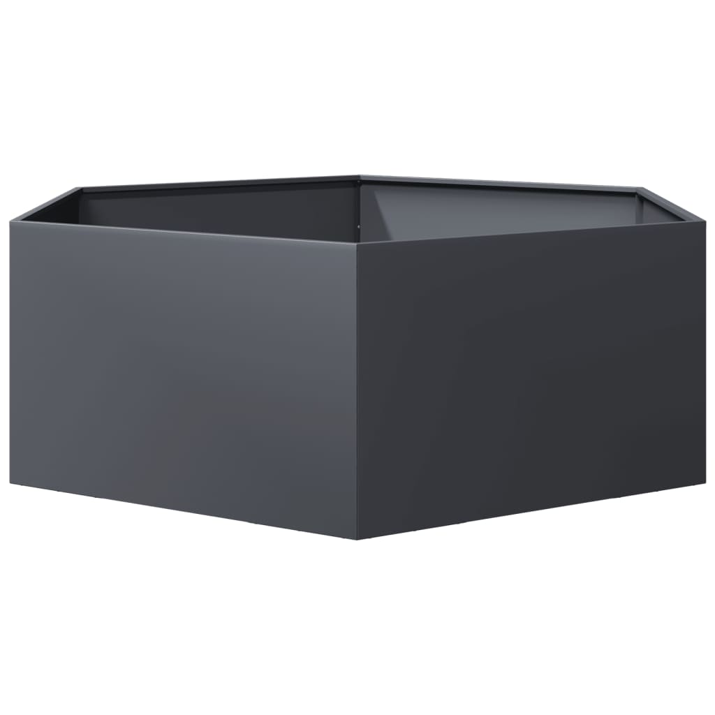 plantekasse 138x120x45 cm sekskantet stål antracitgrå