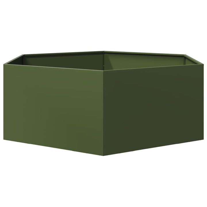 plantekasse 138x120x45 cm sekskantet stål olivengrøn