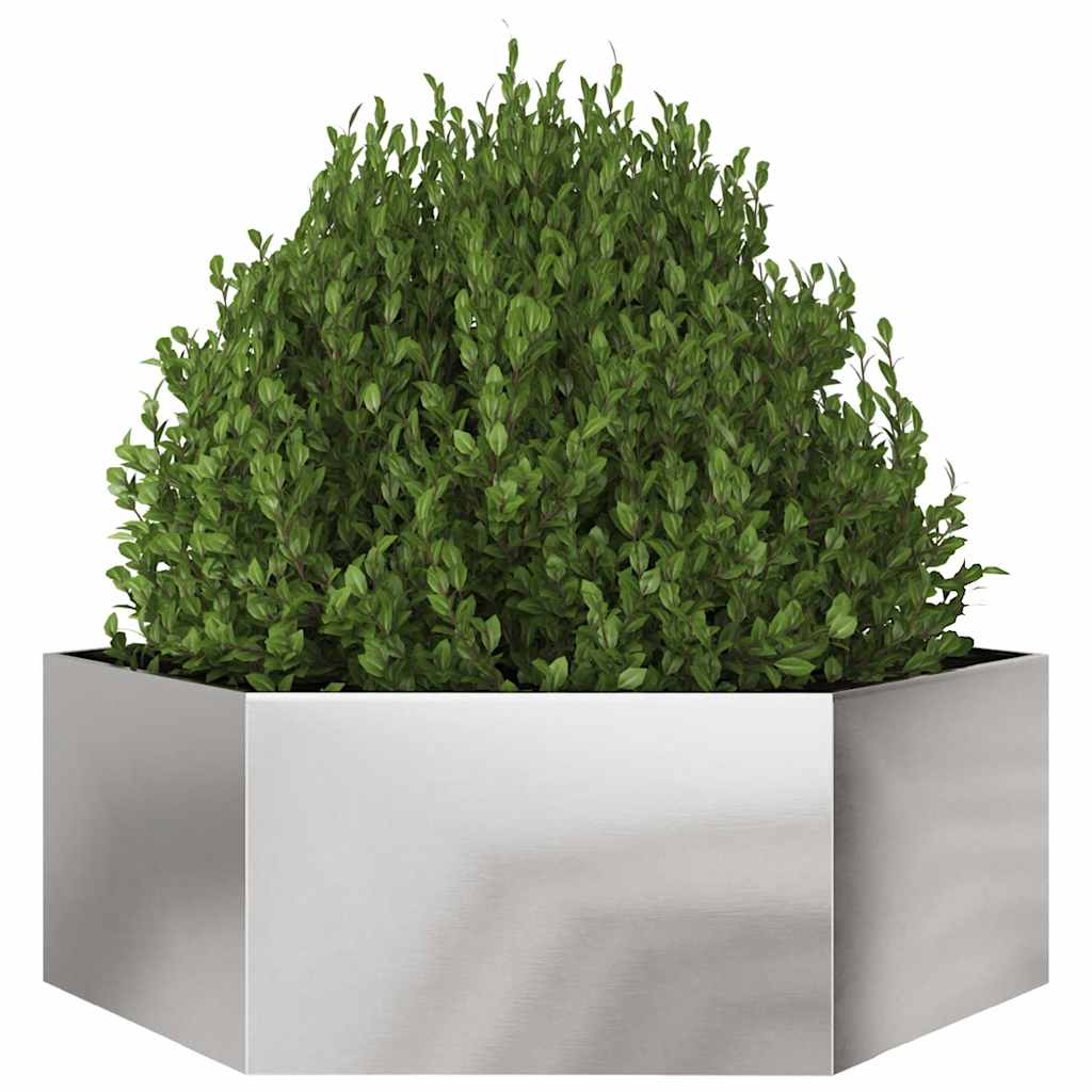 plantekasse 138x120x45 cm sekskantet rustfrit stål