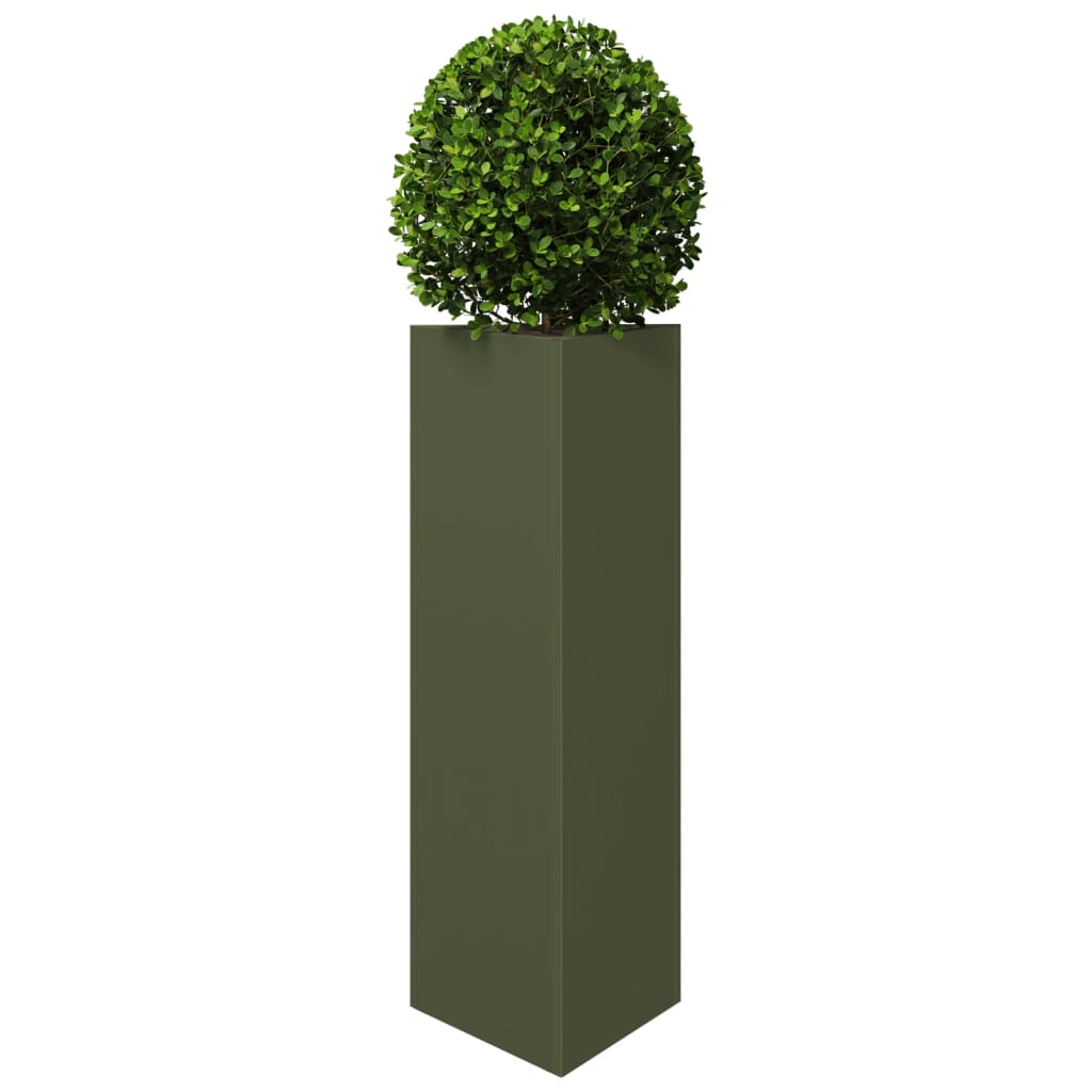 plantekasser 2 stk. 30x26x75 cm trekantet stål olivengrøn