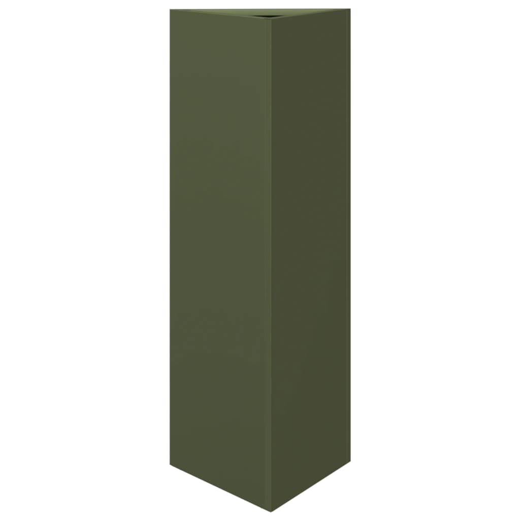plantekasser 2 stk. 30x26x75 cm trekantet stål olivengrøn