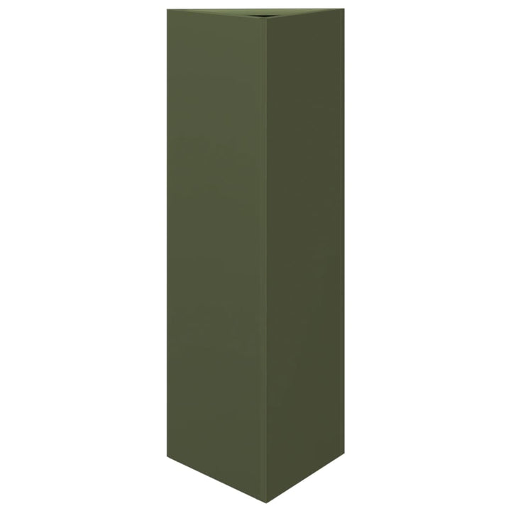 plantekasser 2 stk. 30x26x75 cm trekantet stål olivengrøn