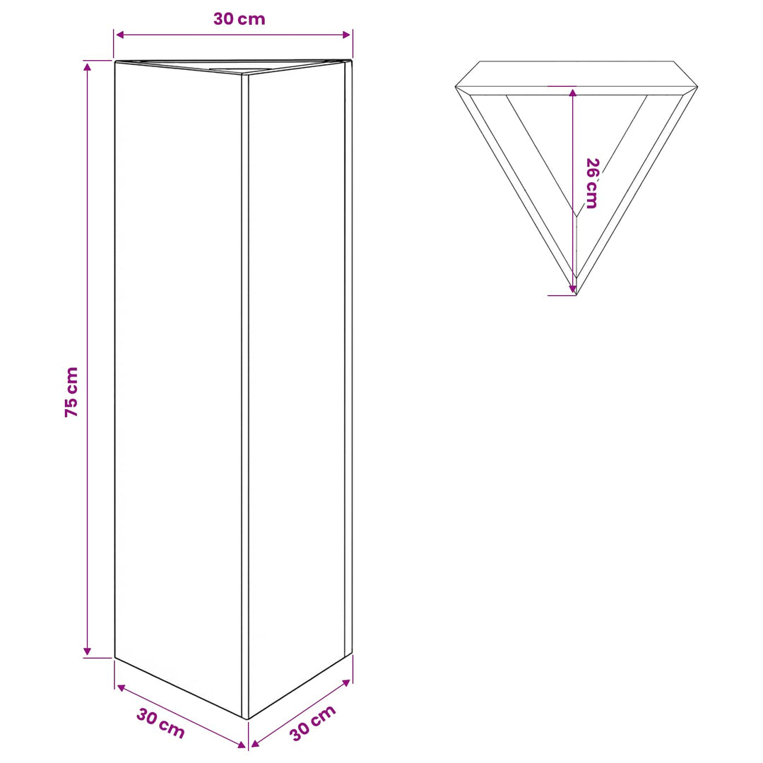 plantekasse 30x26x75 cm trekantet galvaniseret stål