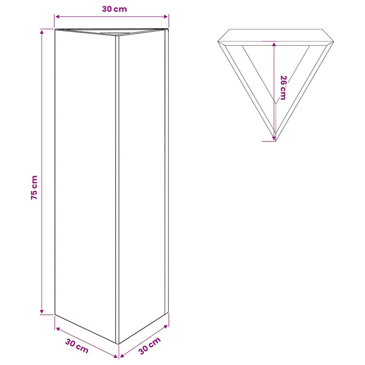plantekasse 30x26x75 cm trekantet galvaniseret stål